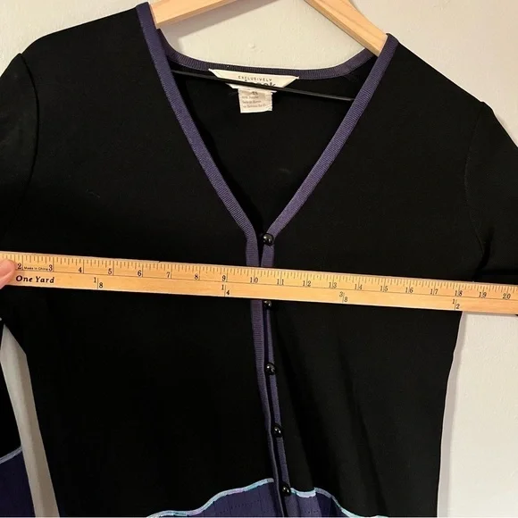 Misook Black Cardigan Blue/Purple Accent Size XS - Picture 6 of 7